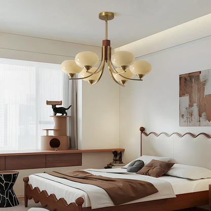 Juino Wood Farmhouse Milk Ball Sputnik Chandelier