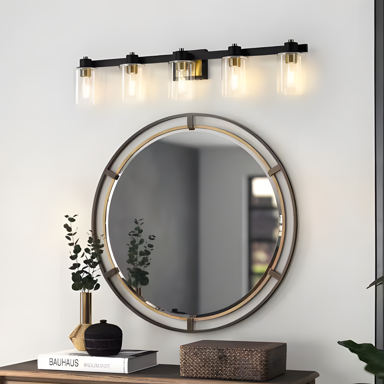 Dyril Modern Matte Black Cylinder Glass Sconce