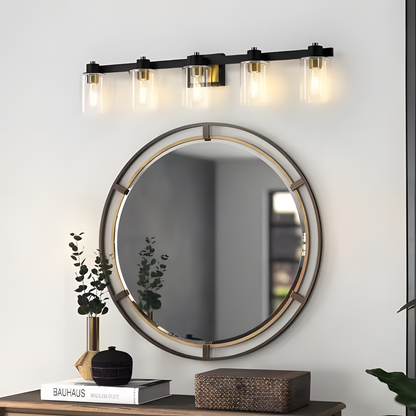 Dyril Modern Matte Black Cylinder Glass Sconce