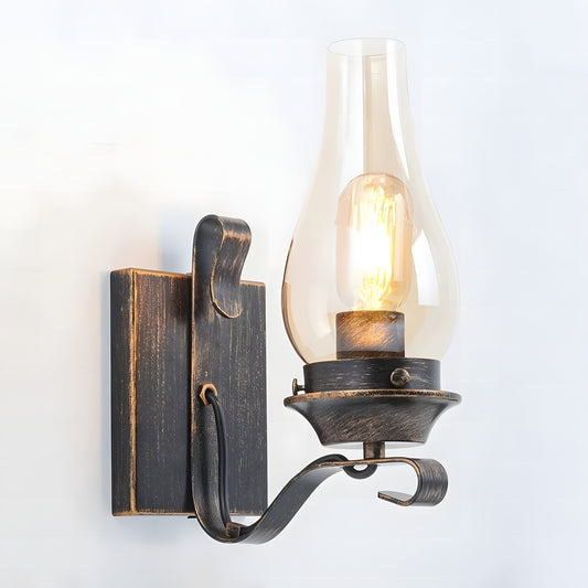Andrina Retro Verdigris Bronze Kerosene Lamp Shape Sconce