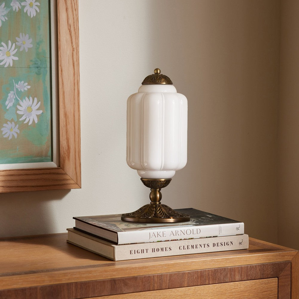 Nexos French Retro Cream Glass Textured Eloise Table Lamp