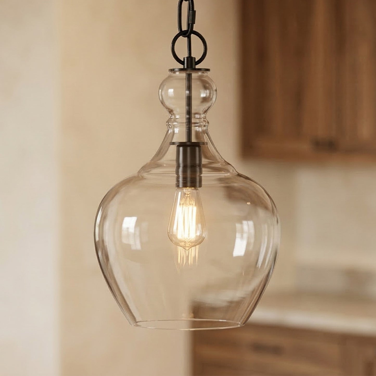 Yates Industrial Clear Glass Pendant Light