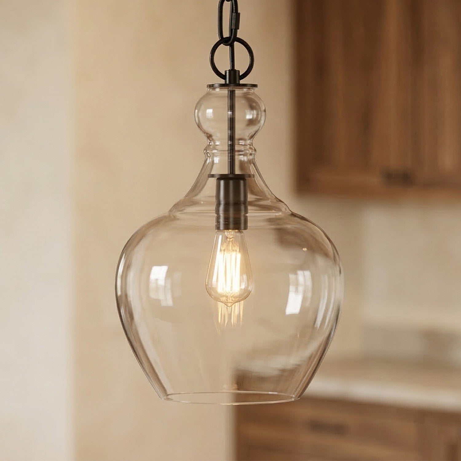 Yates Industrial Clear Glass Pendant Light