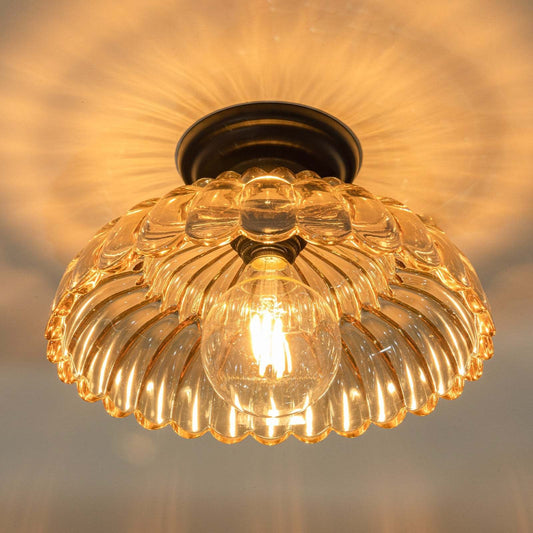 Fyxar Clear Glass Scalloped Flush Mount Light