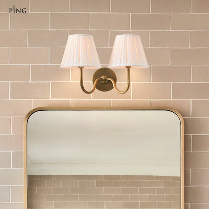 Stefania Rustic White Pleated Fabric Shade Sconce