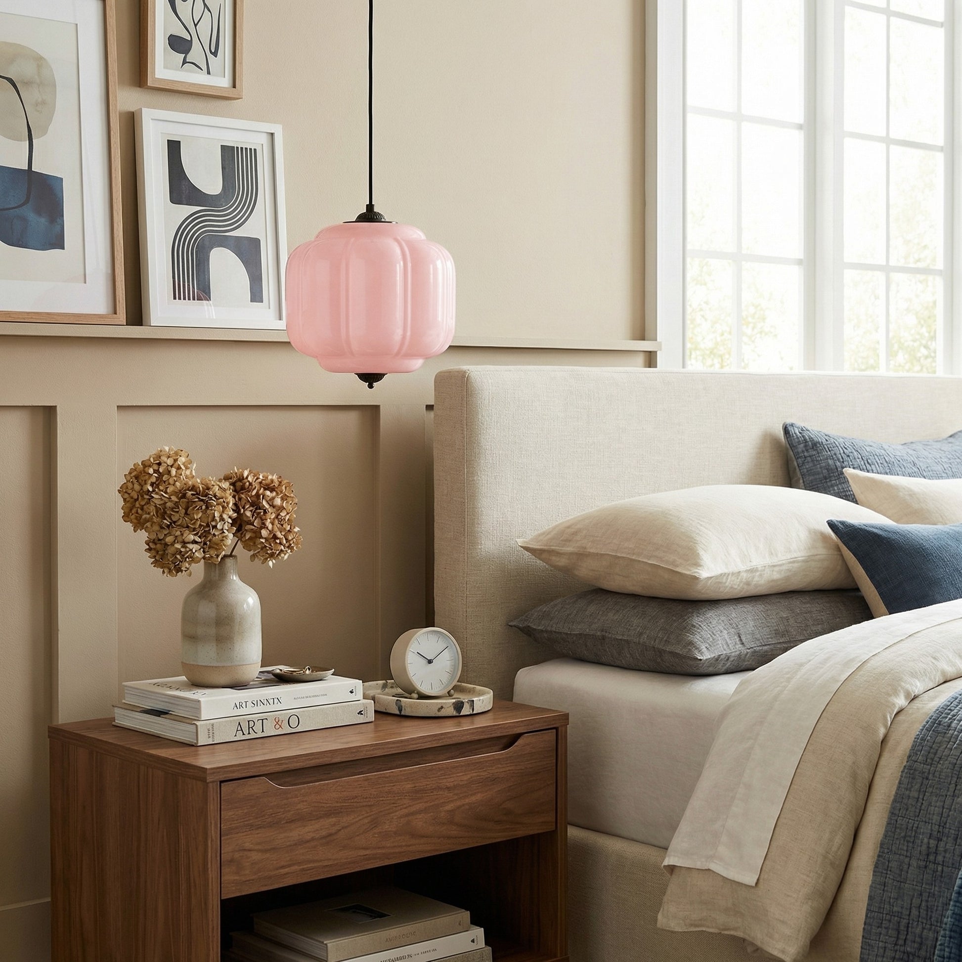 Cyrilith Vintage Milk Glass Oiled Brass Eloise Pendant light