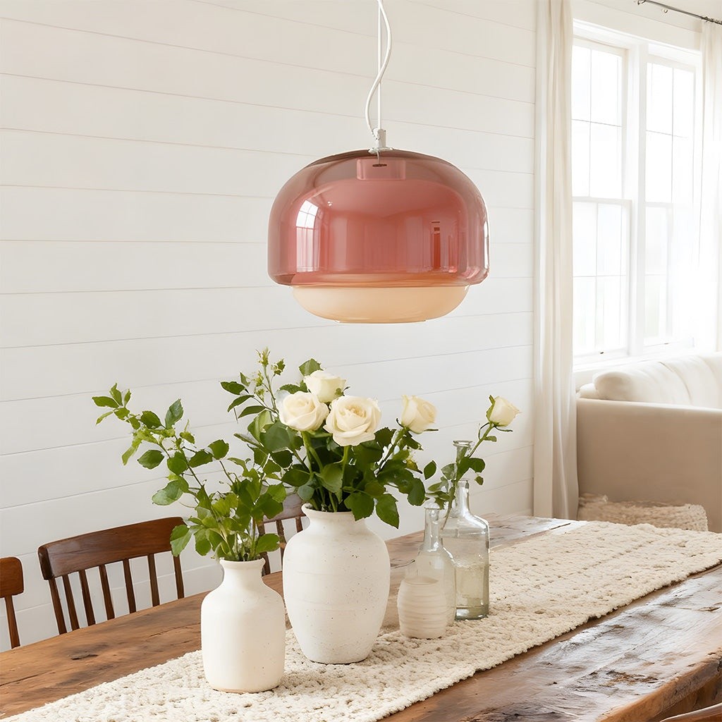 Vexlynn Scandinavian Round Dual-Layer Tinted Glass Pendant Light