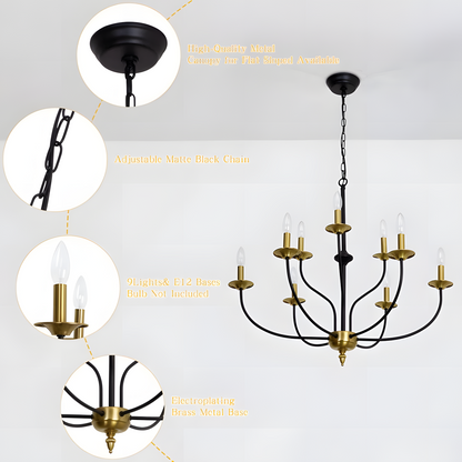 Caelestis Farmhouse 9 Light Metal Chandelier
