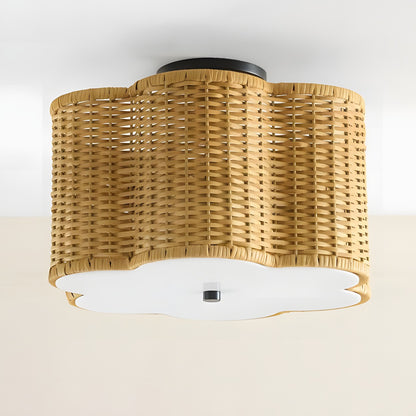 Tranquil Bohemian Style Flower Rattan Ceiling Light