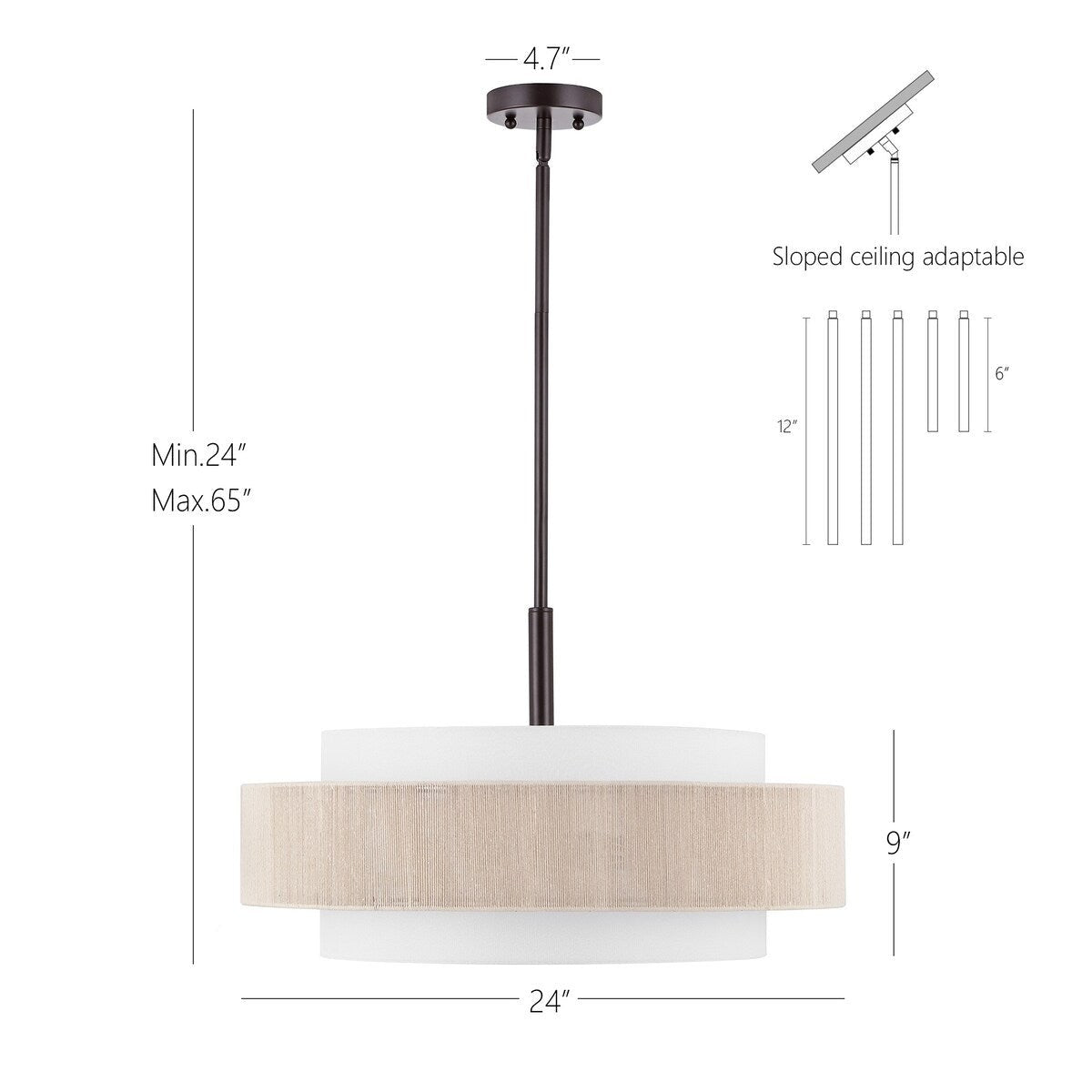 Tim Scandinavian Tiered Fabric Drum Chandelier