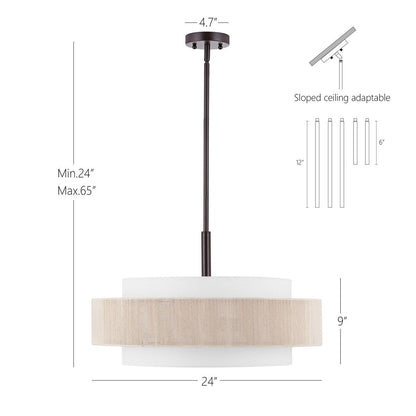 Tim Scandinavian Tiered Fabric Drum Chandelier