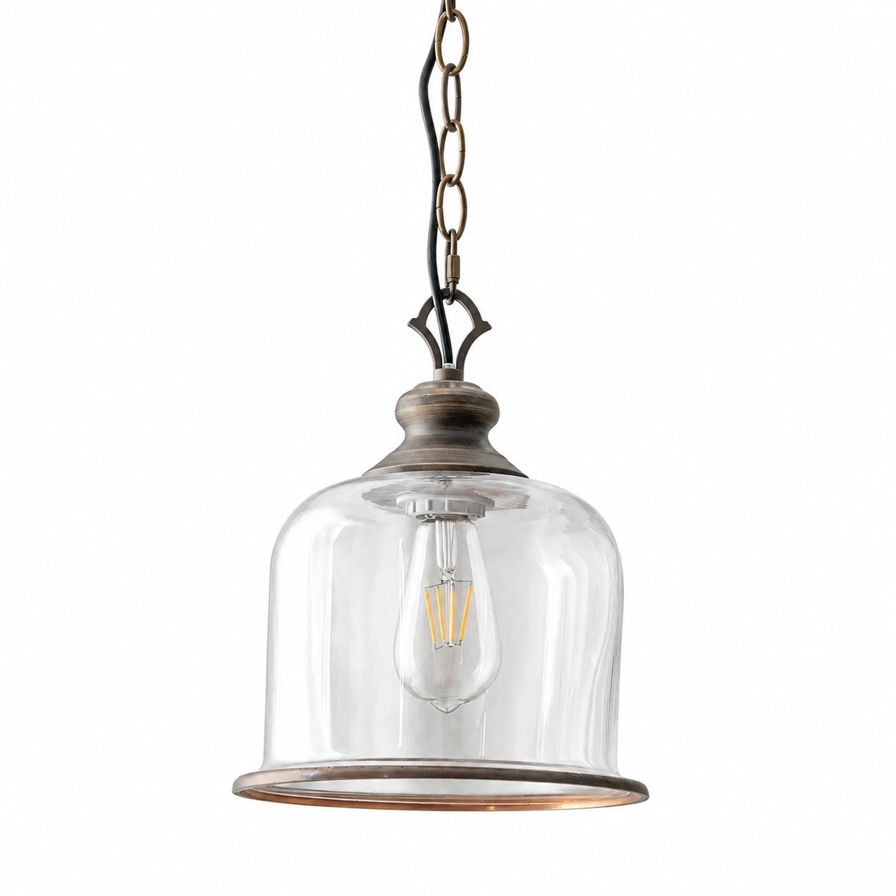 Sander Farmhouse Vintage Bell Clear Glass Pendant Light