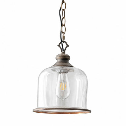 Sander Farmhouse Vintage Bell Clear Glass Pendant Light