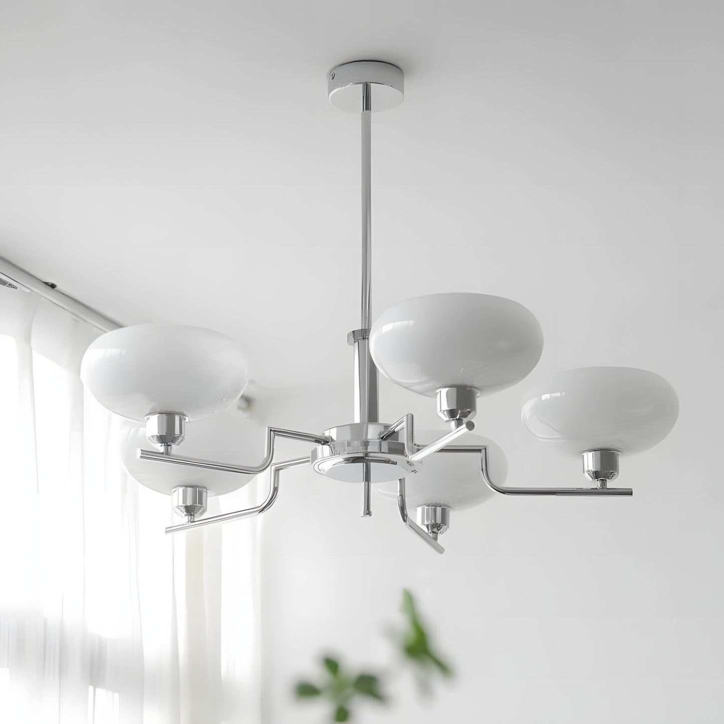 Shadella Modern Cream Glass Bauhaus Chandelier