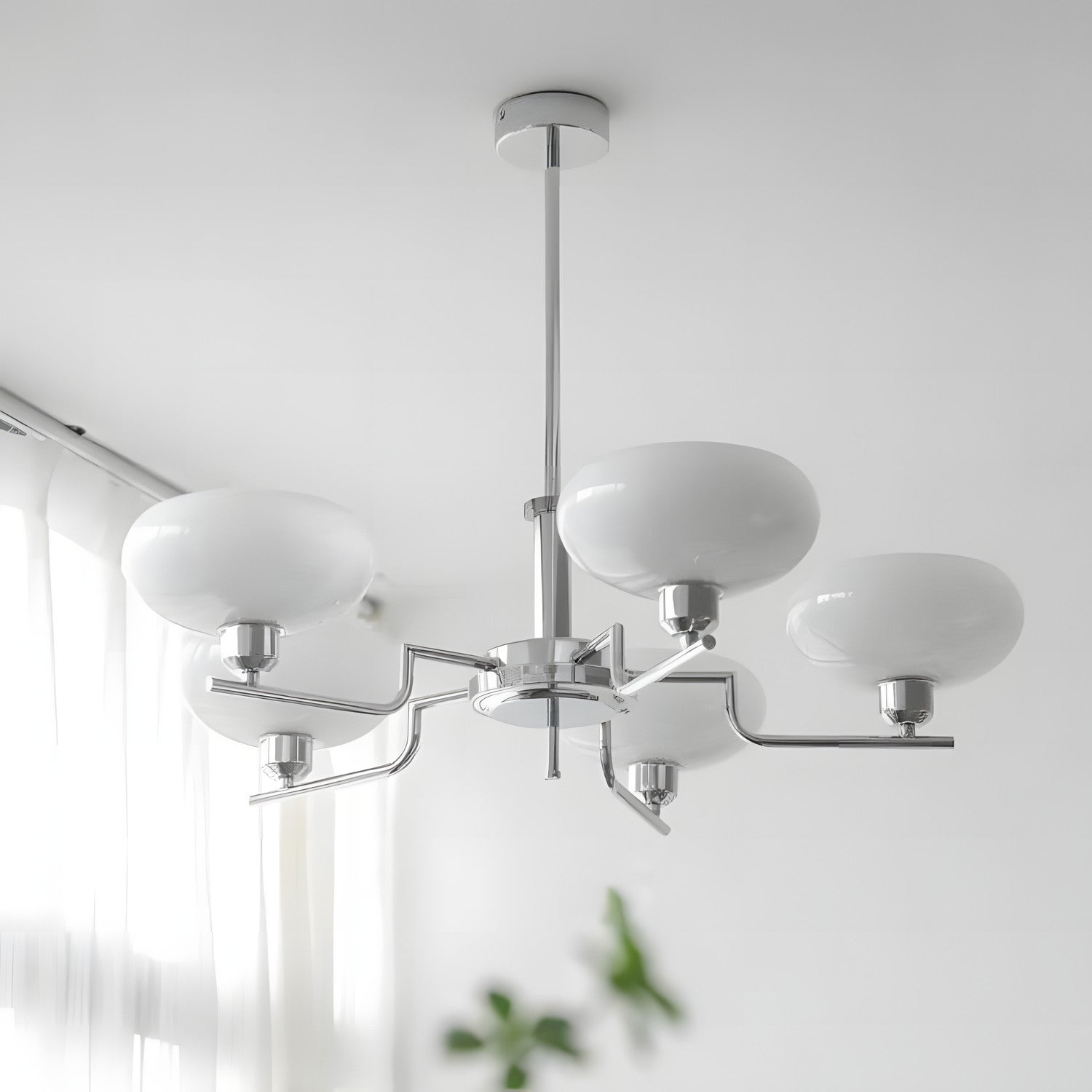 Shadella Modern Cream Glass Bauhaus Chandelier