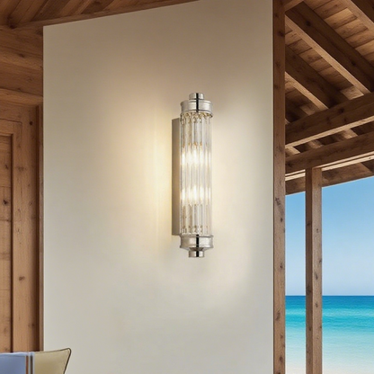Raelin Retro Cylindrical Ribbed Glass Sconce