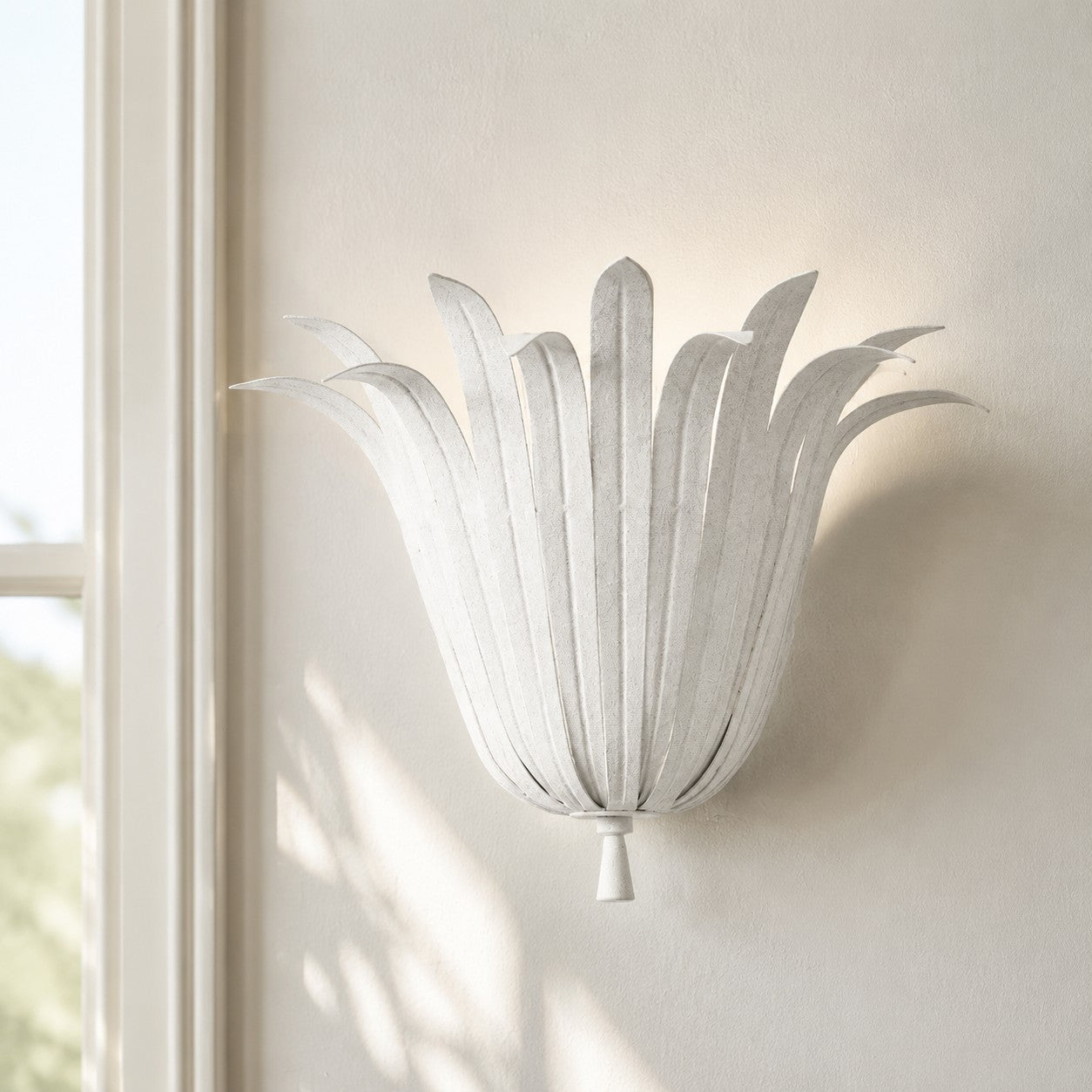 Sterling French Art Deco Leaf Metal Wall Sconce