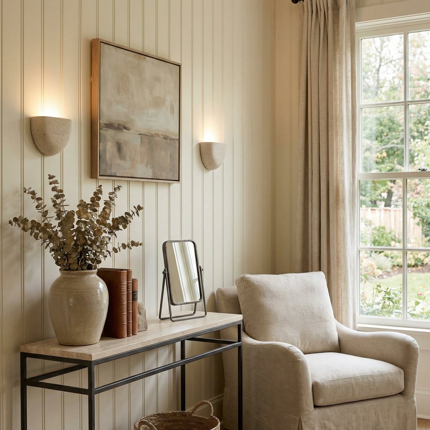 Farlan Wabi-Sabi Travertine Semi-Circular Wall Light