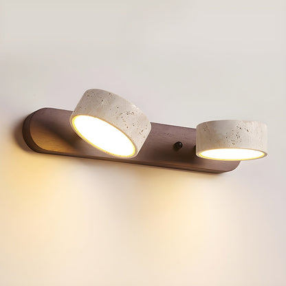 Benjamin Rustic Adjustable Travertine Wood Led Vanity Sconce