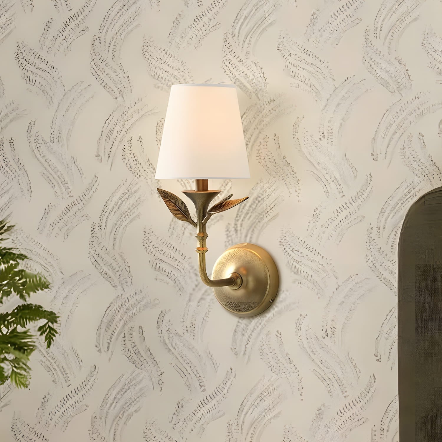 Huxley Rustic Antique Brass Botanical Forged Iron Sconce