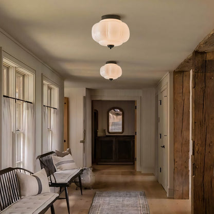 Ozita Retro Milk Glass Semi Flush Mount Eloise Ceiling Light