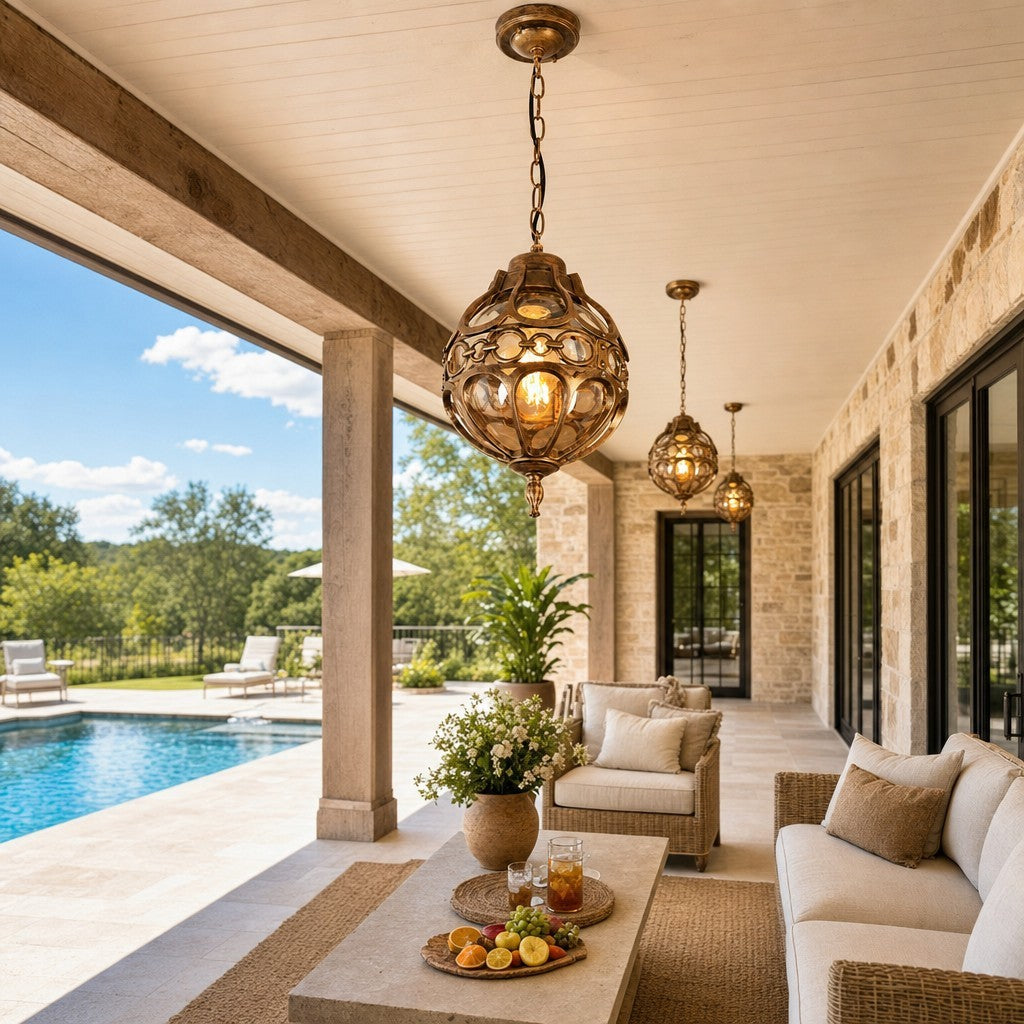 Magnus Farmhouse Outdoor Patio Porch Round Pendant Light