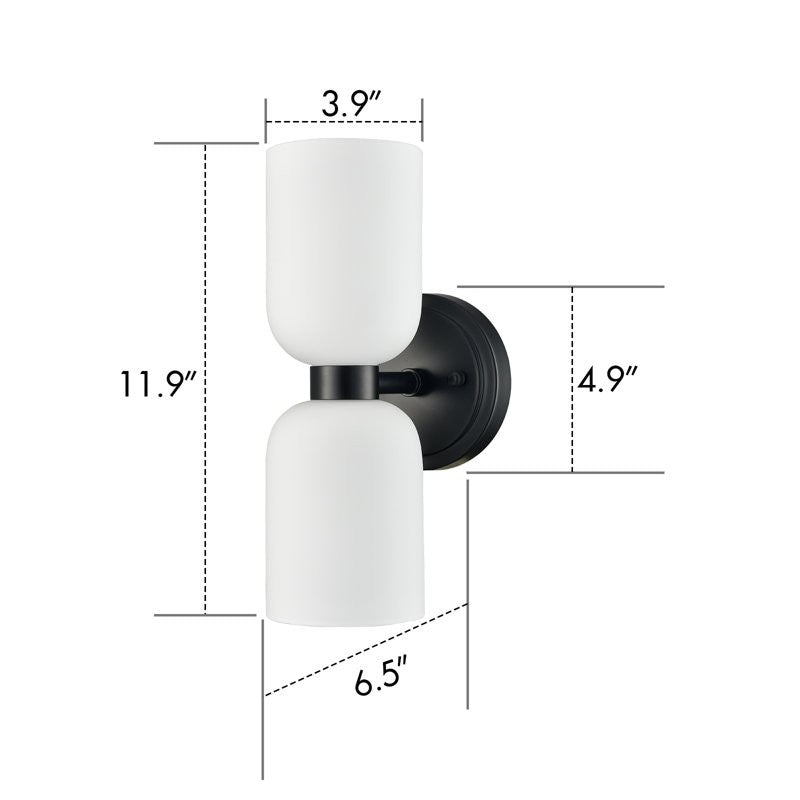 Mynith Milky Glass Tube Up Down Vanity Wall Sconce