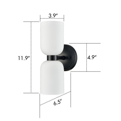 Mynith Milky Glass Tube Up Down Vanity Wall Sconce