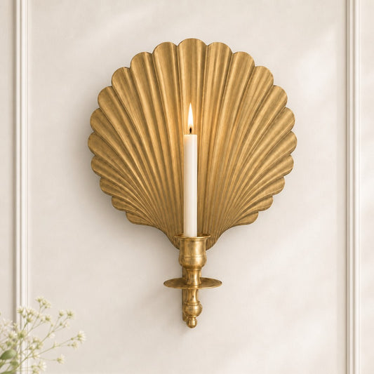 Irvin Antique Brass Shell Candlestick Wall Sconce