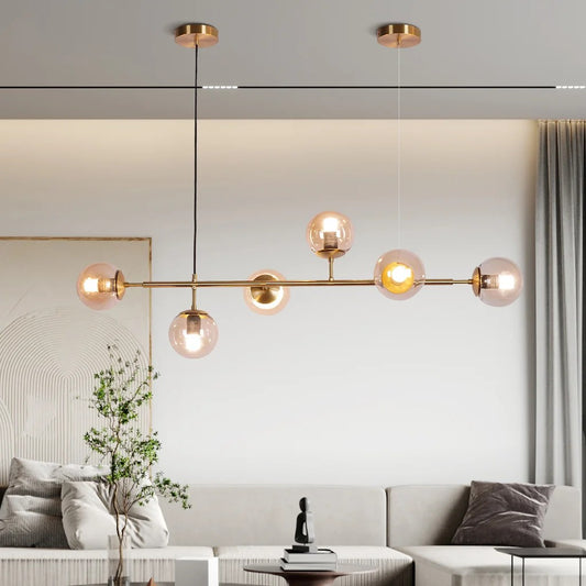 Celestina 6 Light Linear Glass Orb Pendant Light