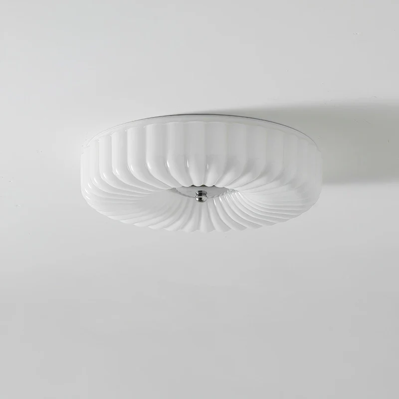 Prythos Cream Textured Glass Round Bauhaus Ceiling Light