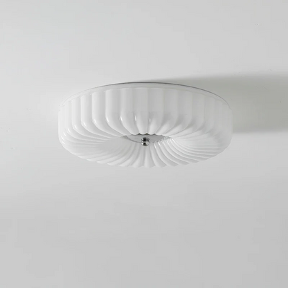 Prythos Cream Textured Glass Round Bauhaus Ceiling Light