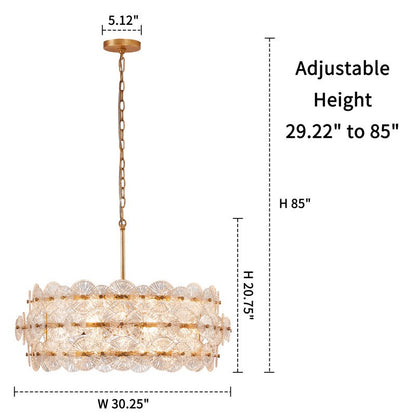 AuroraLux Gold-leaf Round Glass Chandelier