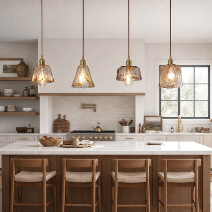 Cyralix Brass Coffee Water Ripple Glass Pendant Light