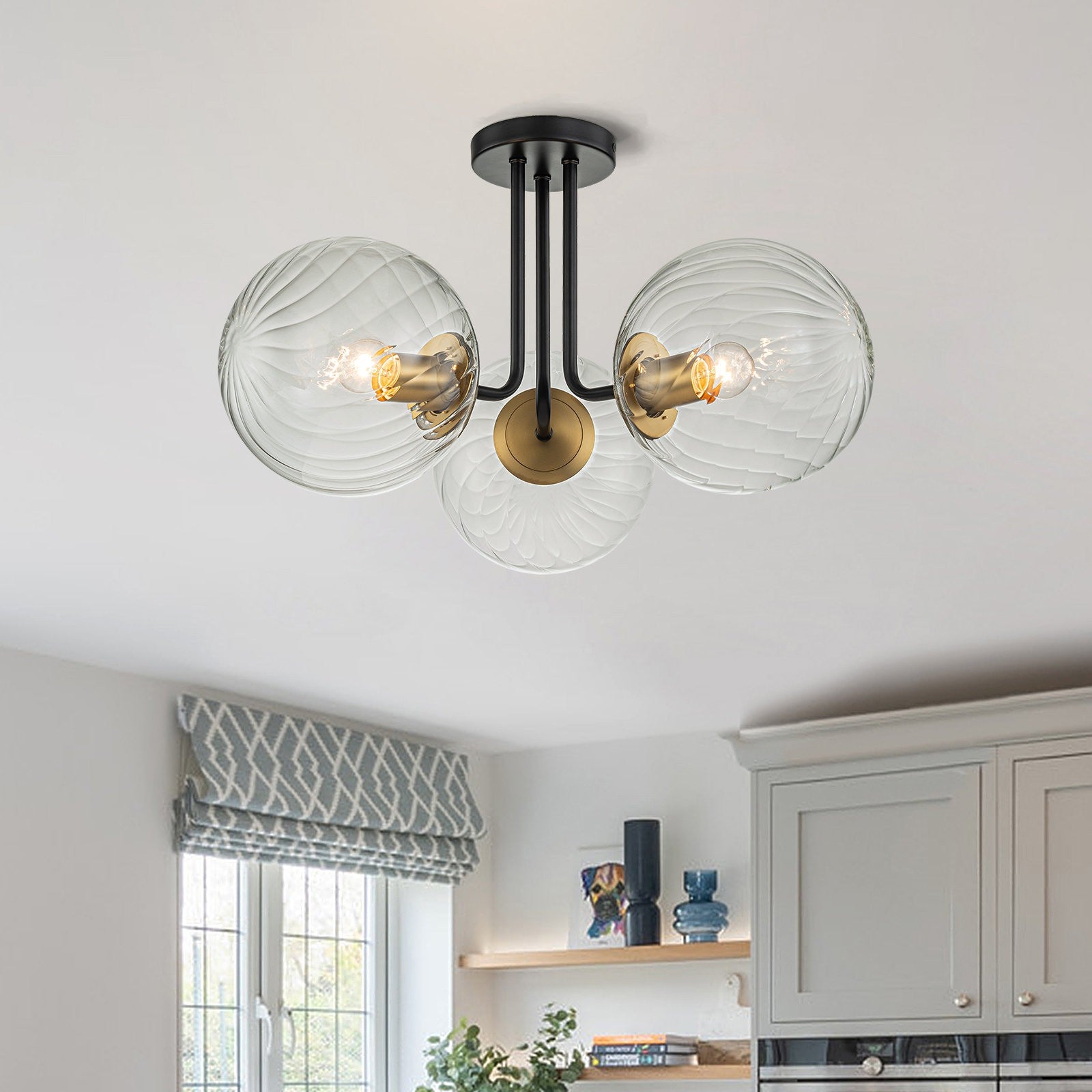 Ivey Water Ripple Glass Globe Ceiling Light