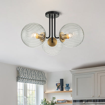 Ivey Water Ripple Glass Globe Ceiling Light
