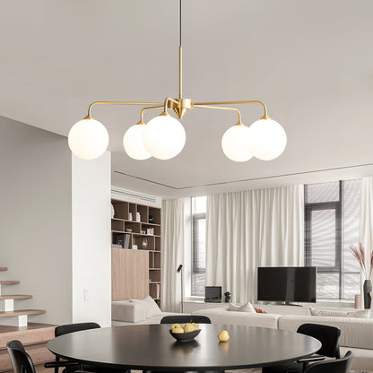 Maytoni Modern 5 Lights White Glass Globe Chandelier