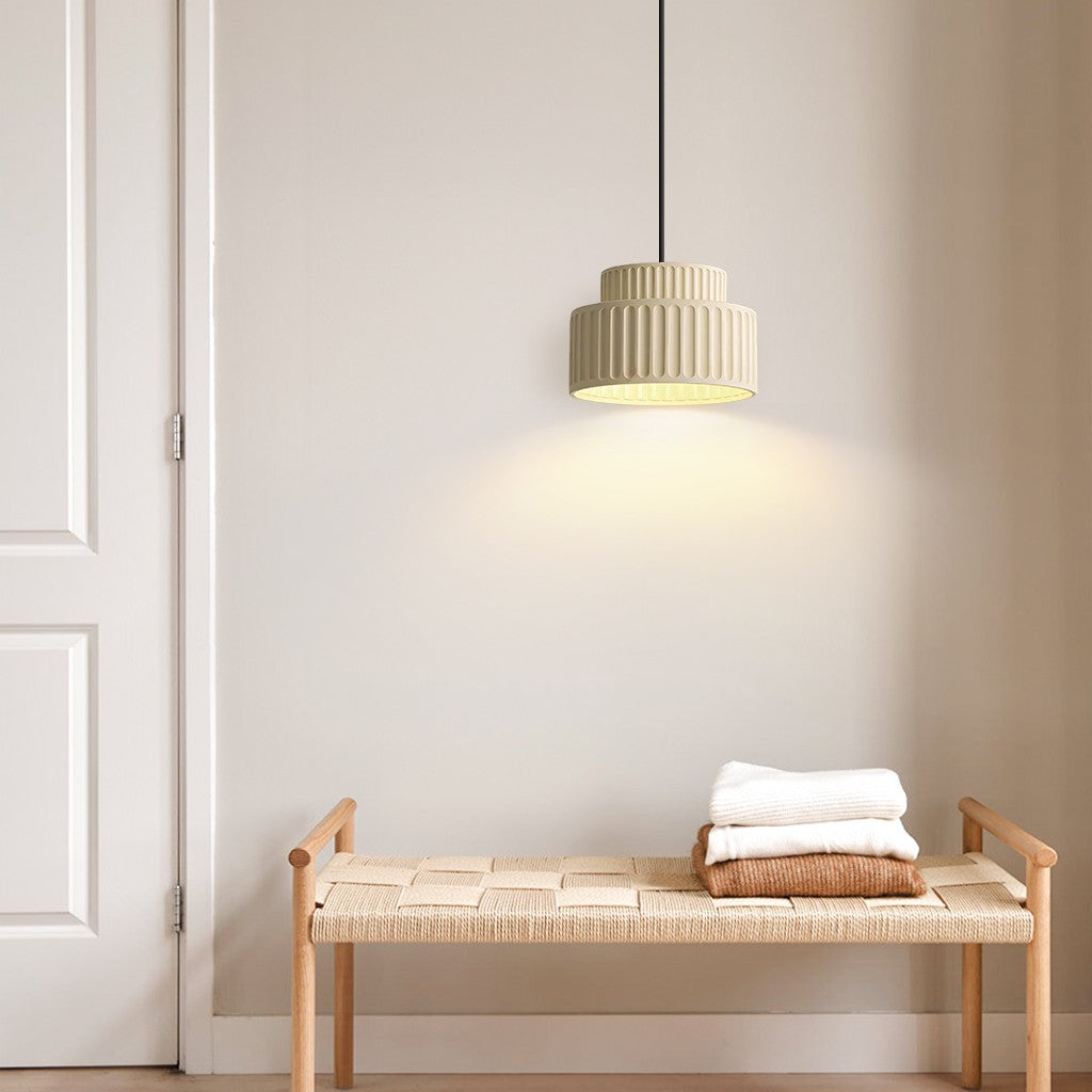 Brisby Striped Frosted Fluted Ceramic Pendant Light