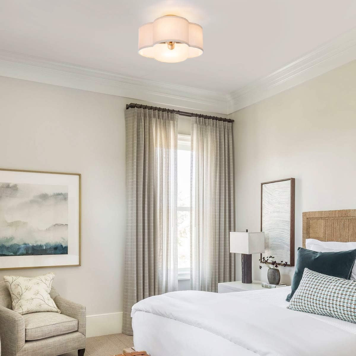 Lisi Modern Fabric Semi Flush Mount Ceiling Light