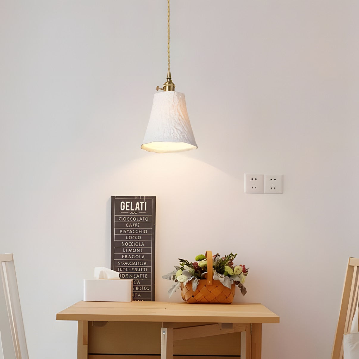 Carlo KiKi Fluted Ceramic Brass Pendant Light