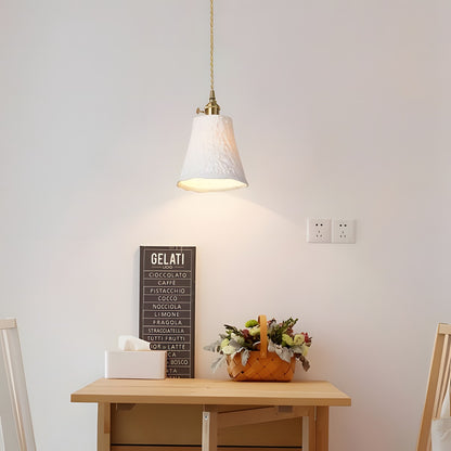 Carlo KiKi Fluted Ceramic Brass Pendant Light