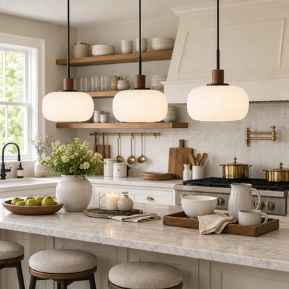 Aetheryn Nordic Ribbed Glass Pendant Lamp