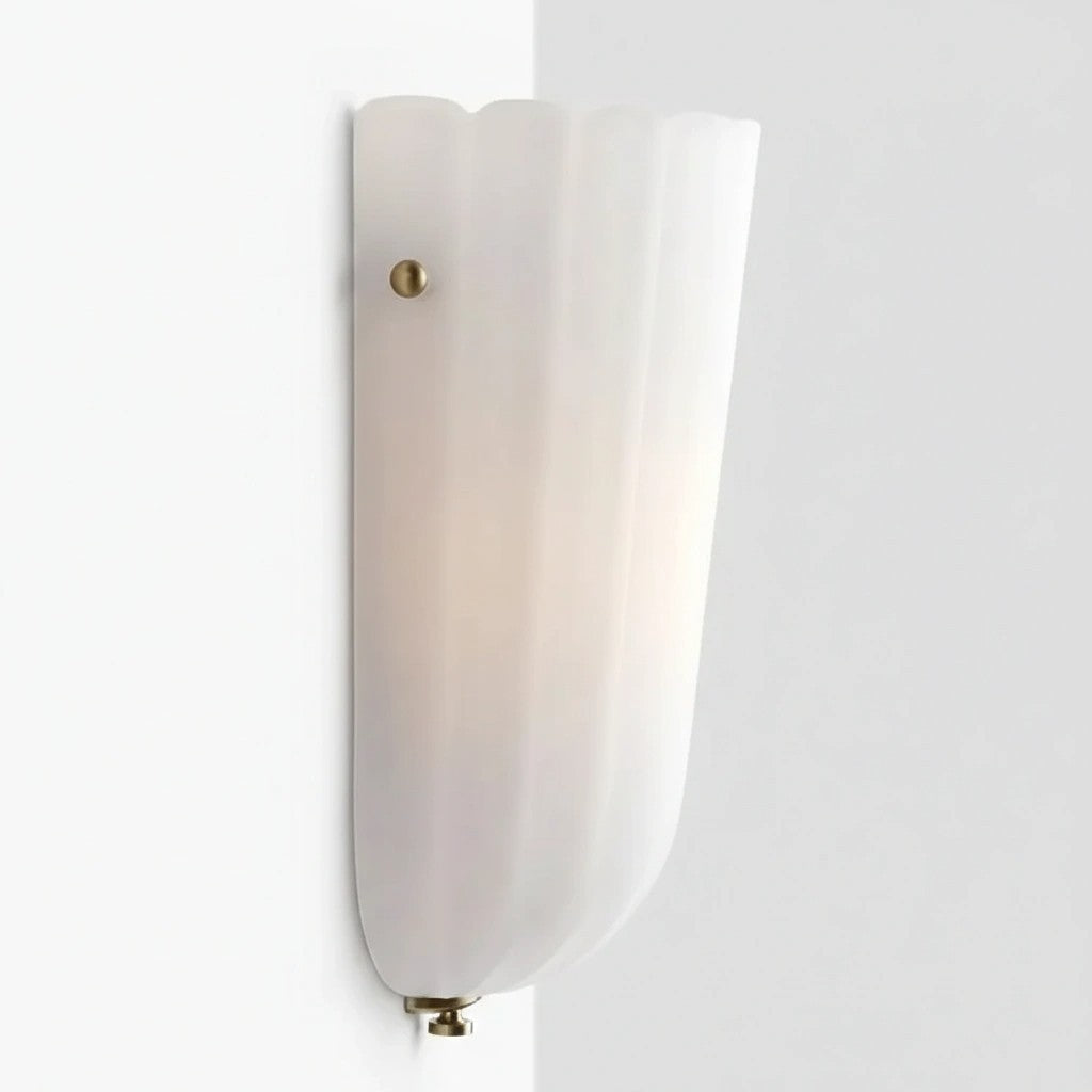 Zephyrine Decorative Antique Brass Flower Milky White Glass Wall Sconce