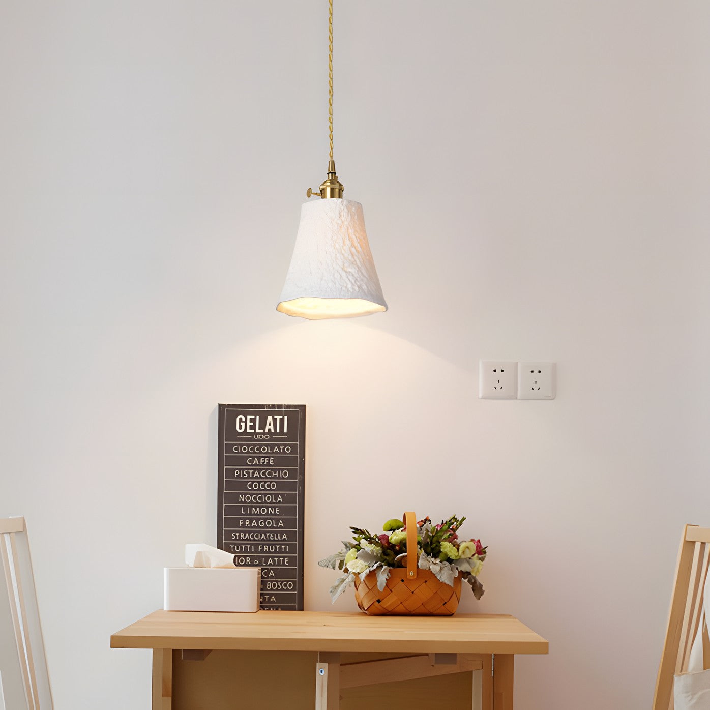 Carlo KiKi Fluted Ceramic Brass Pendant Light