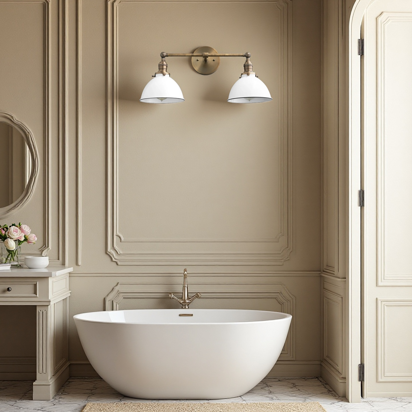 Amelia Farmhouse White Metal Dome Sconce