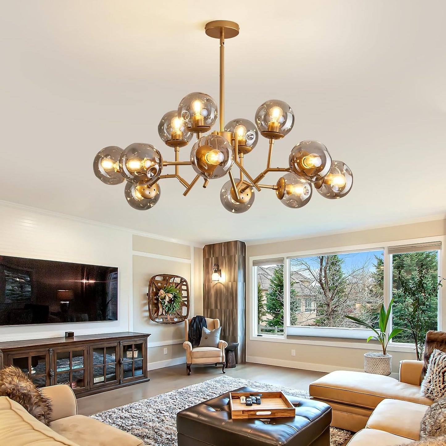 Breckett Modern Smoky Gray Glass Sputnik Chandelier
