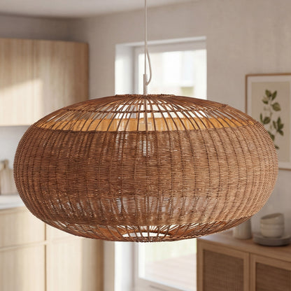Barbara Coastal Rattan Pendant Light Kitchen Island