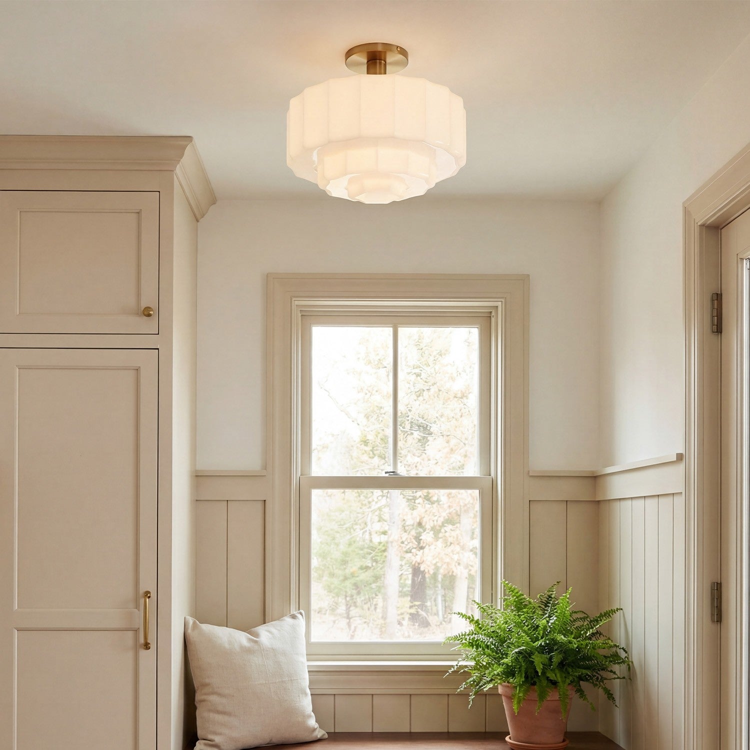 Ellis Retro Milk White Glass Ceiling Light