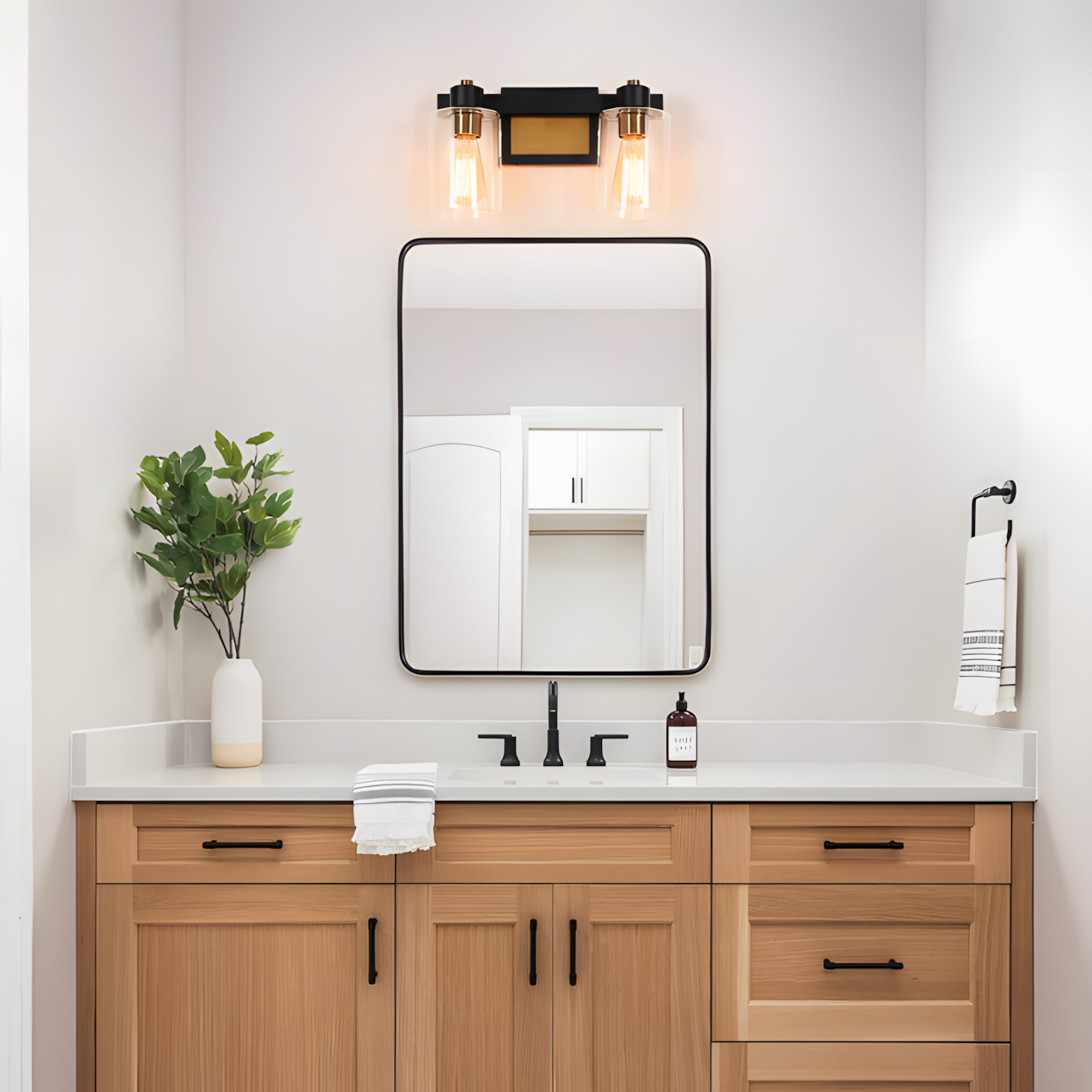 Dyril Modern Matte Black Cylinder Glass Sconce