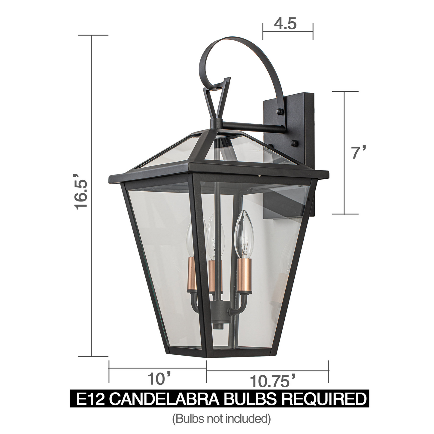 Douglas Industrial Black Metal Lantern Wall Sconce